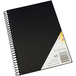 Quill Visual Art Diary PP 110GSM A5 Black 120 Pages