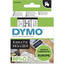 DYMO D1 6MMX7M BLACK ON WHITE