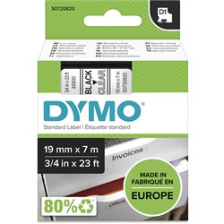 DYMO D1 TAPE 19MM BLACK /CLEAR 19MMX7M