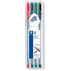 STAEDTLER TRIPLUS 334 Fineliner Assorted Colours Pack of 4