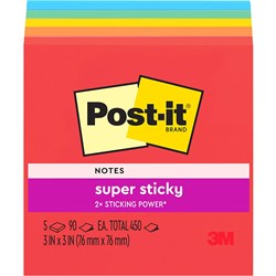 POST-IT SUPER STICKY NOTES 654-5SSAN 76mm x 76mm Marrakesh 450 Notes