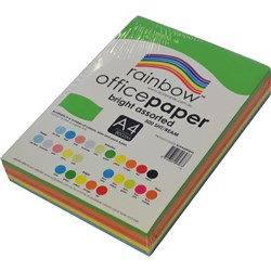 RAINBOW 80GSM OFFICE PAPER A4 Bright Assorted Ream of 500