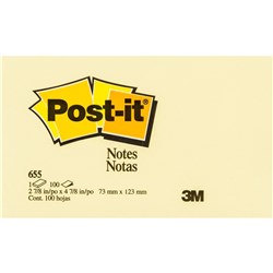 POST-IT NOTES - THE WORLD'S NO.1 655 73x123mm Yellow EACH