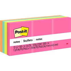 653AN POST-IT NOTE - NEON ASSORTED COLOURS 38MM X 50MM 38MM 653AN POST