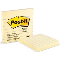 POST-IT NOTES - YELLOW LINED ASSORTMENT 630 73x73mm Yellow Lined - PACK OF 12