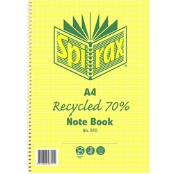 SPIRAX 810 RECYCLED NOTEBOOK A4 120 PAGE
