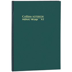 COLLINS NOTEBOOKS HARD COVER A4 Short A-Z 168Pg Green