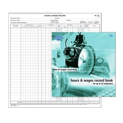 ZIONS HOURS & WAGES RECORD BOOK NO.76L 76L Up to 25 Employees 270x2 EA