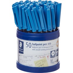 STAEDTLER STICK 430 BALL PEN MEDIUM BLUE CUP 50