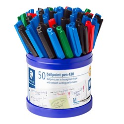 STAEDTLER STICK 430 BALL PEN Medium Cup  50 ASSTD CLRS.