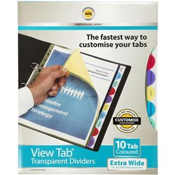 DIVIDERS VIEW TAB XWIDE A4 10 TAB PP COL 37840