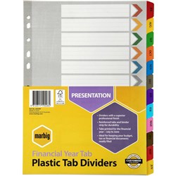 DIVIDERS A4 FIN YEAR TAB REINF BRD AST SET 1 FINANCIAL YEAR