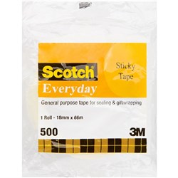 SCOTCH 500 EVERYDAY STICKY TAPE 18MMX66M RL1