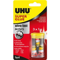 UHU SUPERGLUE Mini's 3 x 1ml Carded