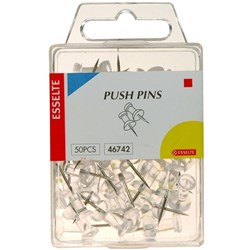 PUSH PINS CLEAR ESSELTE PKT 50