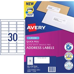 AVERY ADDRESS LASER LABELS L7158 30 L/P/Sht 64x26.7mm