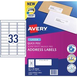 AVERY ADDRESS LASER LABELS L7157 33 L/P/Sht 64x24.3mm B3300