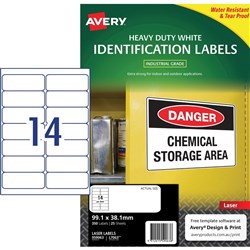 AVERY HEAVY DUTY LASER LABELS L7063 14 L/P/Sht 99.1x38.1mm BX350