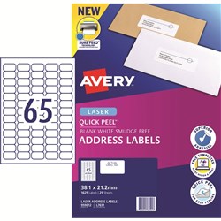 AVERY MEDIA LASER LABELS L7651 38.1x21.2mm Mini Address B1625