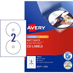 L7676-25 B&W LASER CD/DVD LABEL EA