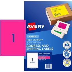 AVERY SIGNAL FLRO LSR LBLS L7167Fy-25 1 P/Sht Pink