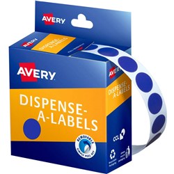 AVERY DISPENSER LABELS Circles DMC14B 14mm Blue EA