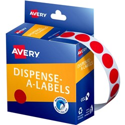 AVERY DISPENSER LABELS Circles DMC14R 14mm Red EA