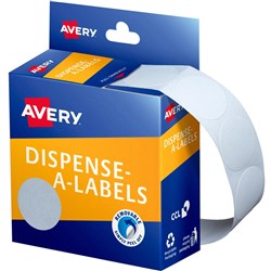 AVERY DISPENSER LABELS Circles DMC24W 24mm White only EA