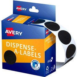 AVERY DISPENSER LABELS Circles DMC24BL 24mm Black EA