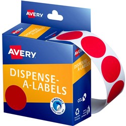 AVERY DISPENSER LABELS Circles DMC24R 24mm Red EA