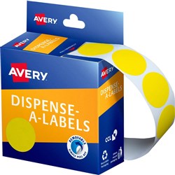 AVERY DISPENSER LABELS CIRCLES DMC24Y 24mm Yellow EA