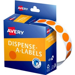 AVERY DISPENSER LABELS Circles DMC14O 14mm Orange P1050