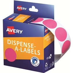 AVERY DISPENSER LABELS Circles DMC24P 24mm Pink PK500