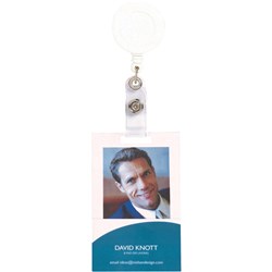 REXEL RETRACTABLE CARD HOLDERS WITH STRAP 750mm White
