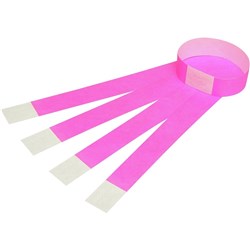 WRISTBAND TYVEK FLURO PINK NUMBERED - PACK 100