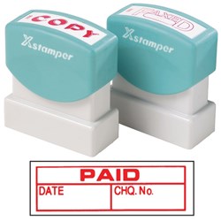 XSTAMPER - 1 COLOUR - TITLES P-Q 1533 Paid/Date/Chq no. Red EA