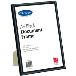 Q-FRAME CERTIFICATE FRAME BLACK A4 Black Desk and Wall Mountable EA