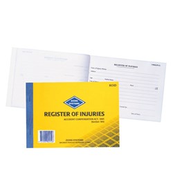 ZIONS REGISTER OF INJURIES BOOK ROID EA