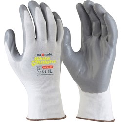 MAXISAFE SYNTHETIC COAT GLOVES White Knight FoamNitrile Glove Large