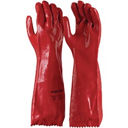 MAXISAFE CHEM RESISTANT GLOVES Chemical Resistant Glove Red PVC Single Dipped 45cm