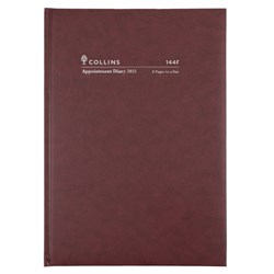 Collins Appointment Diary 144F A4 2 PAGES TO A DAY BURGUNDY