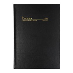 COLLINS 38M4 FINANCIAL YEAR DIARY A5 Week to Open 1Hr Black