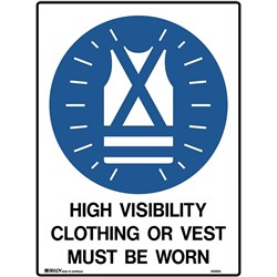 BRADY MANDATORY SIGN Hi-Visibility Clothing 450x600mm Polypropylene