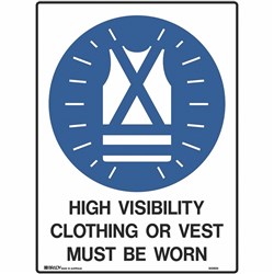 BRADY MANDATORY SIGN Hi-Visibility Clothing 450x600mm Metal