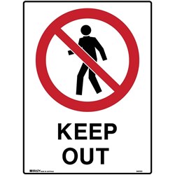 BRADY PROHIBITION SIGN Keep Out 450x600mm Polypropylene