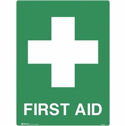 BRADY EMERGENCY SIGN First Aid 600x450mm Metal