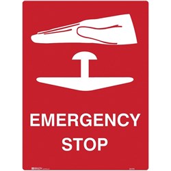 BRADY EMERGENCY SIGN Emergency Stop 600x450mm Polypropylene