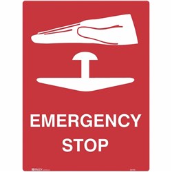 BRADY EMERGENCY SIGN Emergency Stop 600x450mm Metal