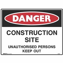 BRADY DANGER SIGN Construction Site Metal