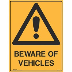 BRADY WARNING SIGN Beware Of Vehicles 600x450 Metal